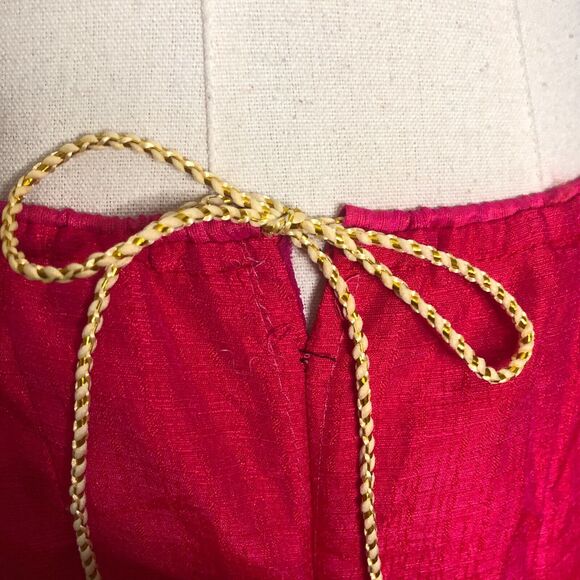 Bollywood Boho Maxi Lehenga Skirt Fuchsia Pink Gold Embroidered Peacocks - Picture 4 of 10